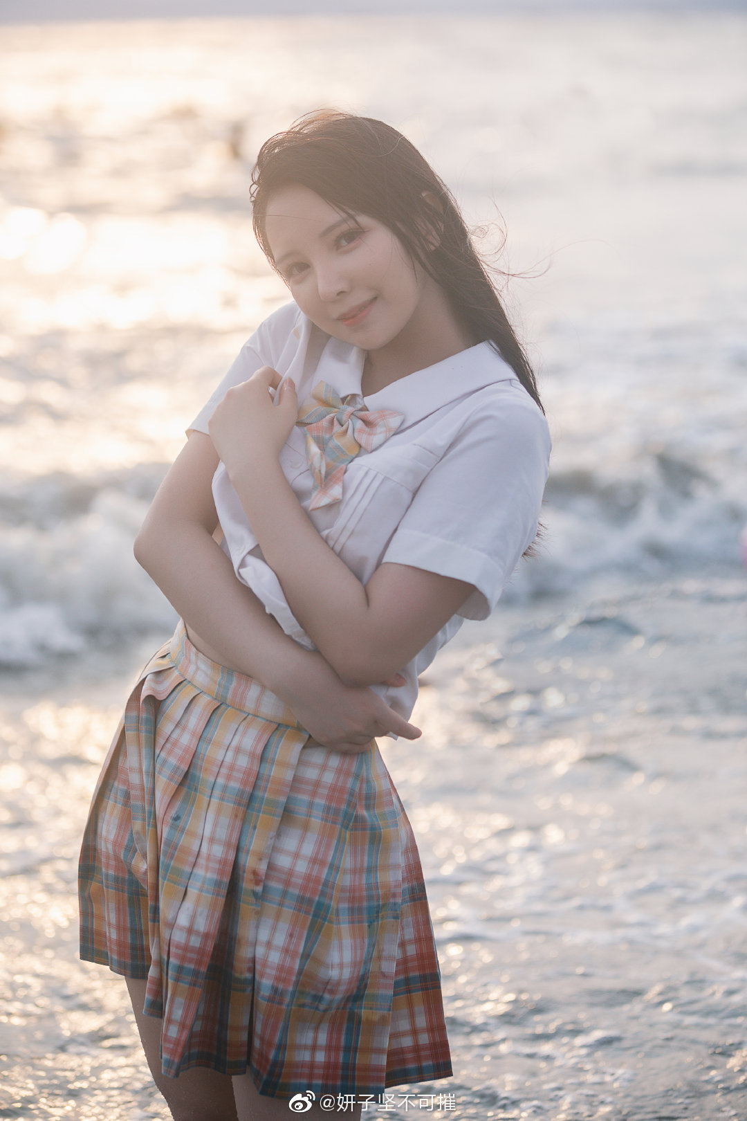 落日、晚霞、大海、少女@妍子坚不可摧-米哈社