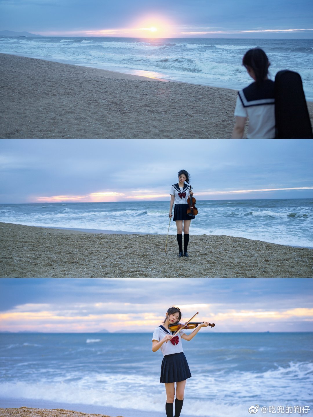 JK制服 少女写真 6時の日の出に、海の演奏に耳を傾けて@二茹Ruth-米哈社