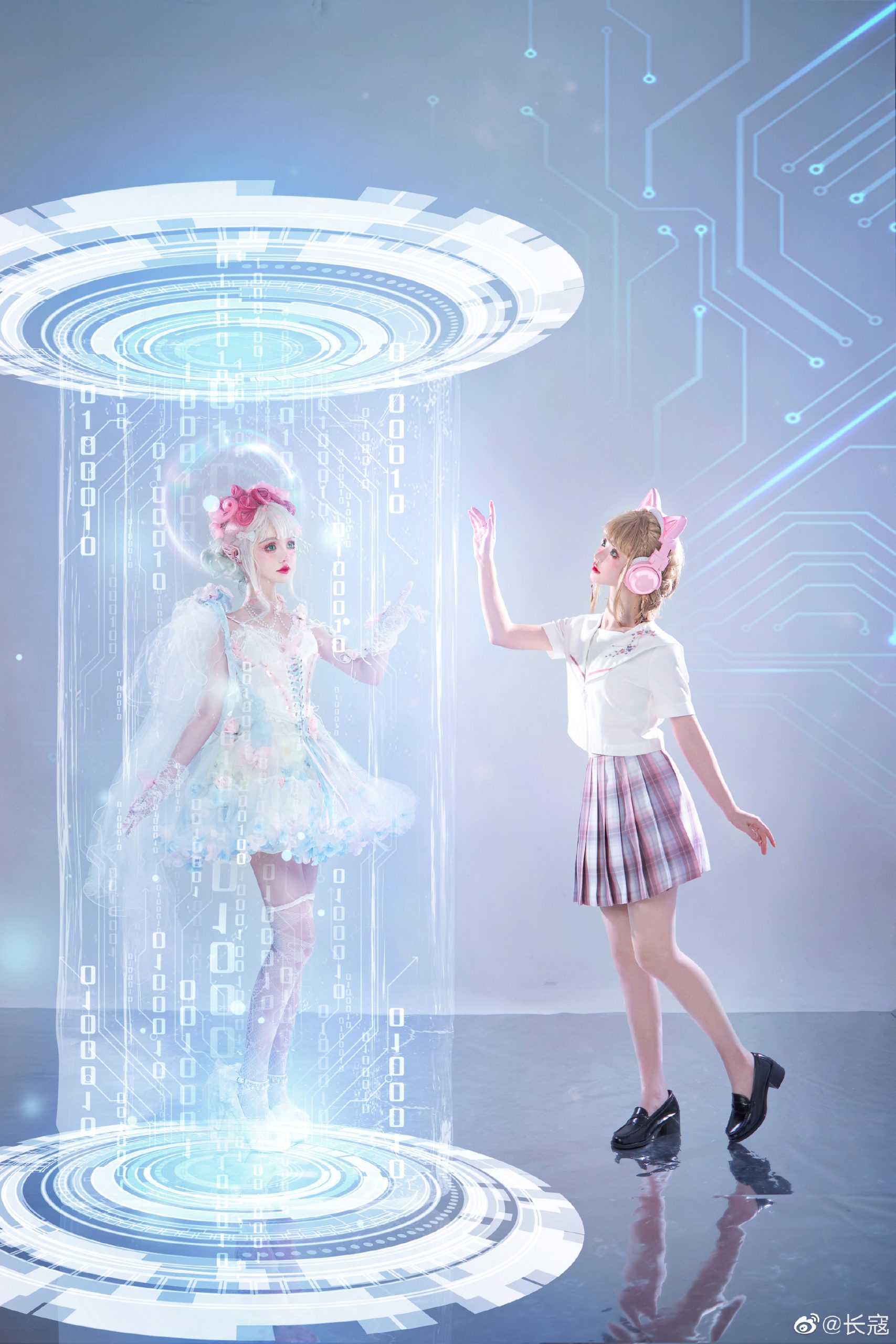 未来精灵与猫咪少女的相遇@长寇-米哈社